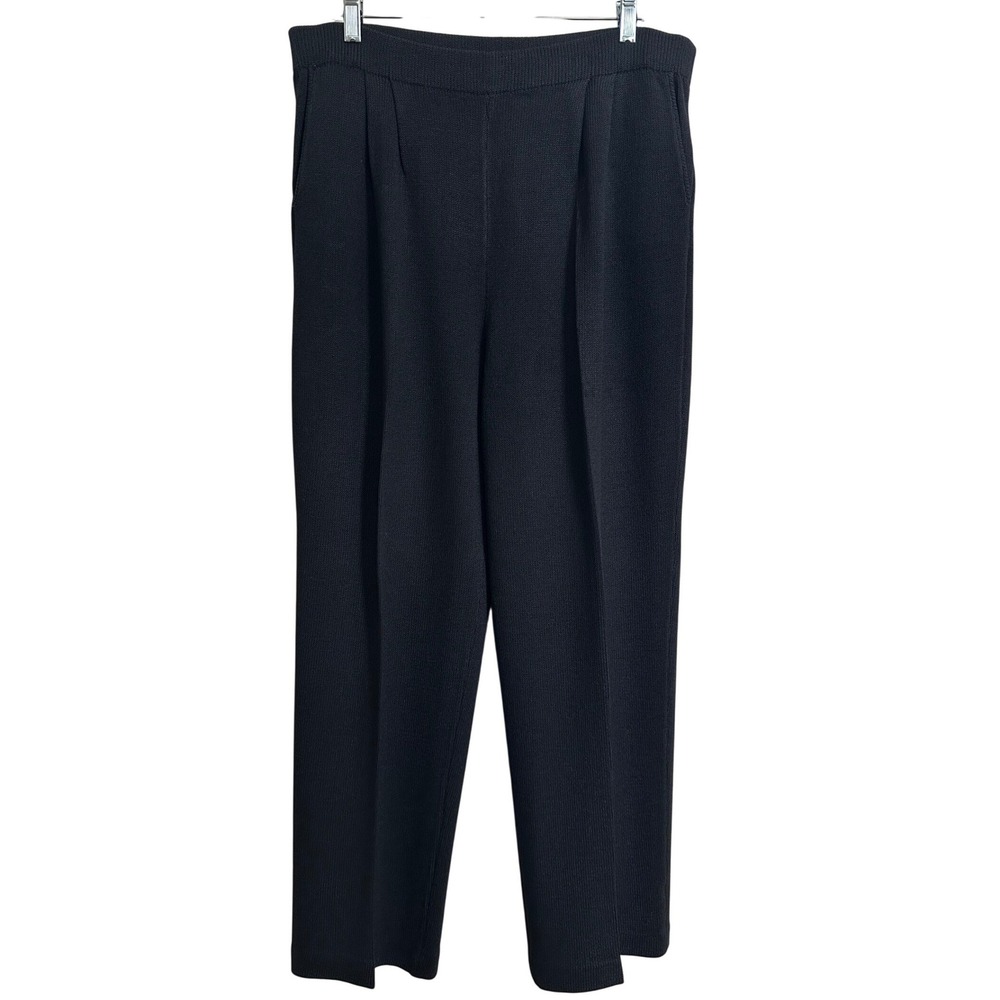Vintage St. John Basics Black Santana Knit Pleated Front Dress Pants 14